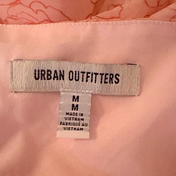 Urban Outfitters Over the Horizon Mini Dress M Pink Floral Chiffon Fit and Flare - Image 5