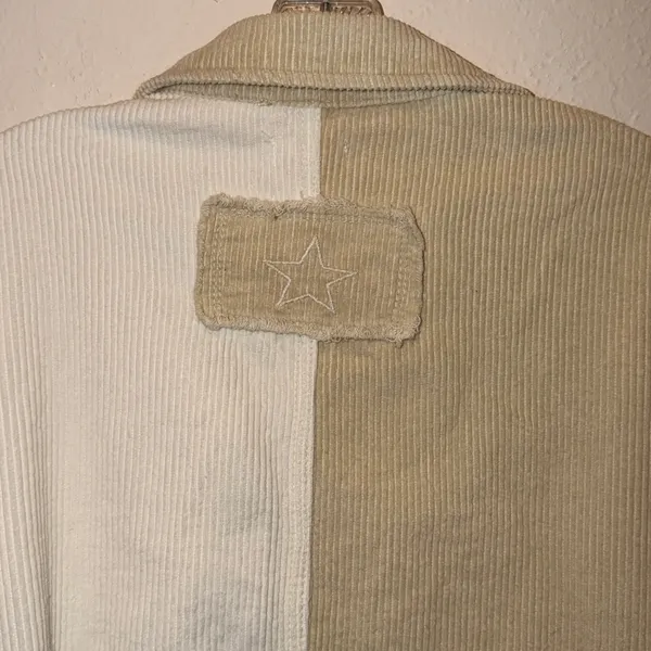POL color block corduroy Shacket jacket shirt jacket with raw hem - Image 5