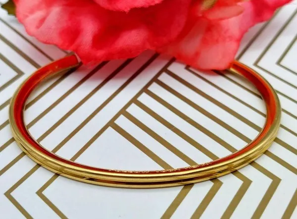 Gold Tone Signed Cuff Bracelet Well Made Engraved Follow Your Heart - Image 10