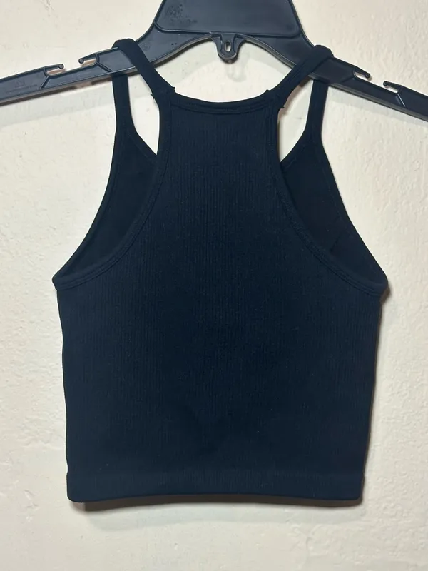 ACTA Seamless Black Ribbed Longline Tank Bra - Image 2