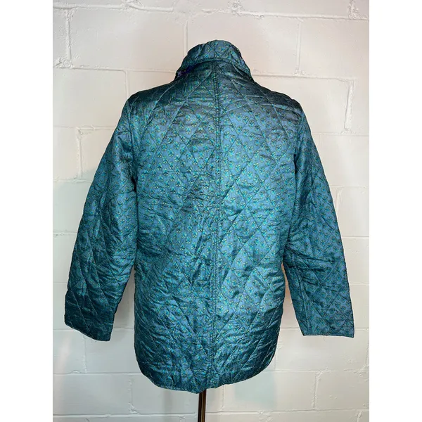 Jacket Quilted silk reversible bright green blue pink Size XL - Image 7