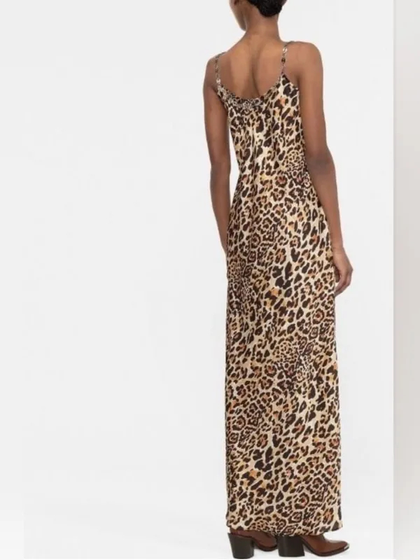 Twelfth Street by Cynthia Vincent 100% silk Leopard Print Maxi Dress, size SP - Image 2