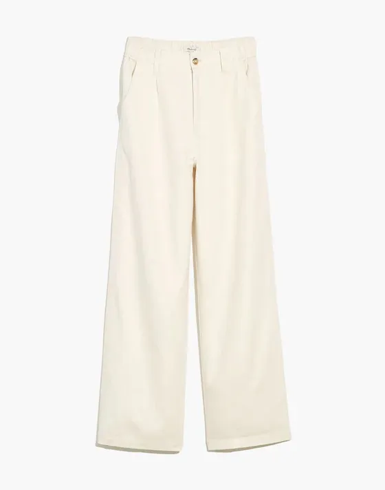 Madewell Cotton-Linen Pleated Wide-Leg Pants - Image 5