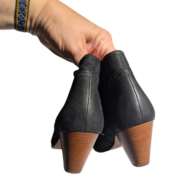 Frye Reina Black Burnished Suede Block Heel Pointed Toe Western Ankle Boots Sz 7 - Image 3