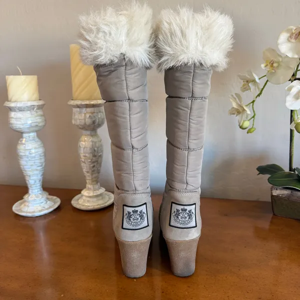 Juicy Couture Vintage Fur Trim Snow Boots Taupe 10 - Image 2