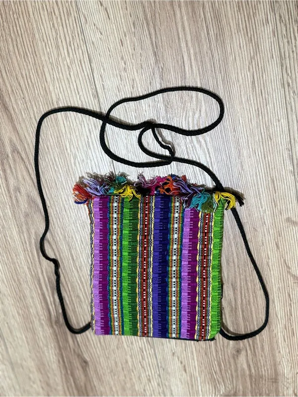 Belize Embroidered Woven Crossbody Bag Colorful Floral Fringe Passport Purse - Image 2