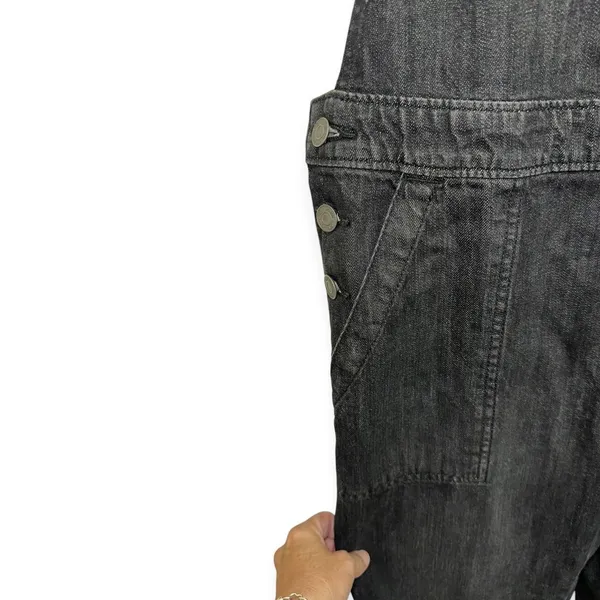 Gap Women's Medium Black Denim Crop Overalls Bib Dungarees Adjustable - Image 2