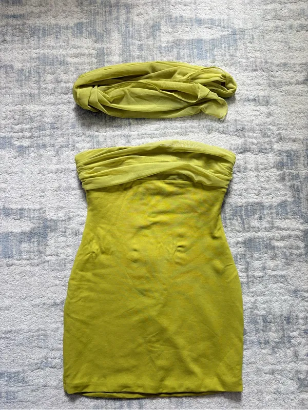 superdown Strapless Mini Dress with Scarf Trim - Image 3