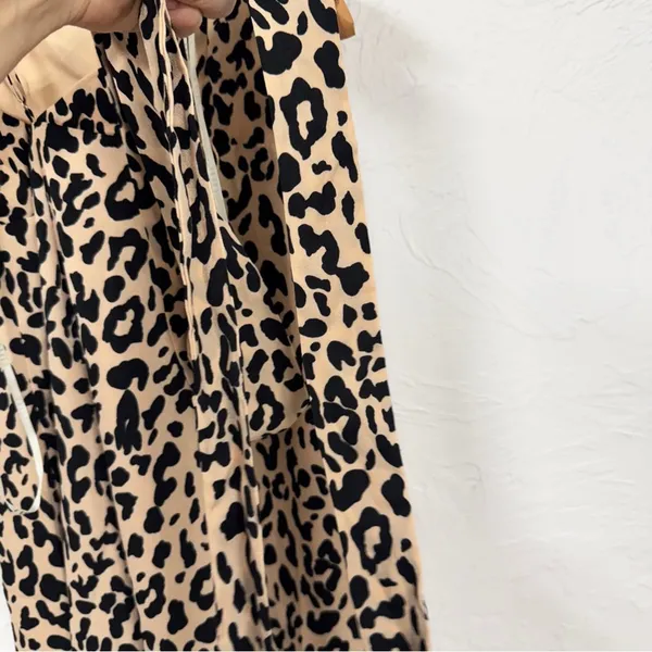 Essue Tan Animal Print Midi Dress Womens M Summer Strappy Casual Belted Classic - Image 5