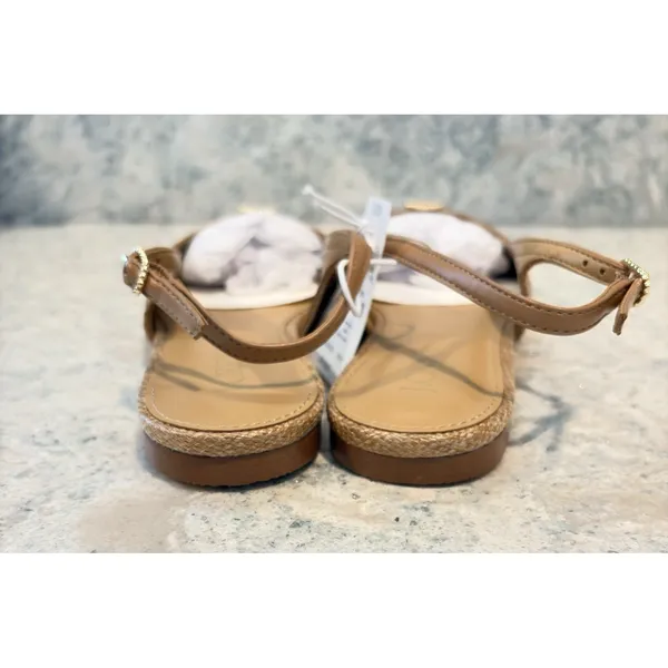 J CREW Woven slingback flats Natural Raffia Brown Leather Trim ‎ 7M NwT - Image 6
