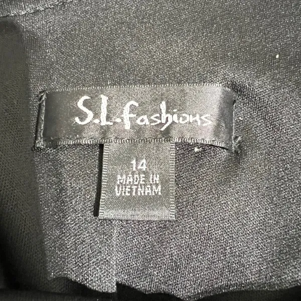 S.L. Fashions Black One Shoulder Ruffle Ruched Cocktail Dress Size 14 - Image 4