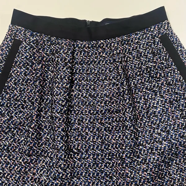 French Connection Multi-Color Tweed w/ Black Contrast A-Line Mini‎ Skirt Size 6 - Image 7