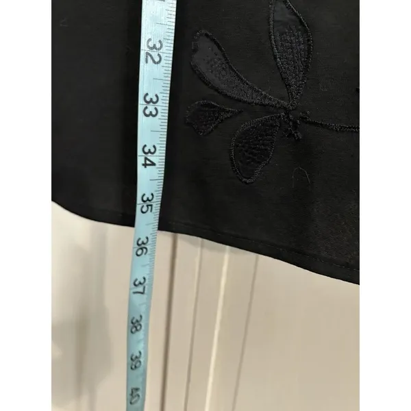Express Black Embroidered Strapless Dress Size Medium Flare Zip Boning‎ - Image 5