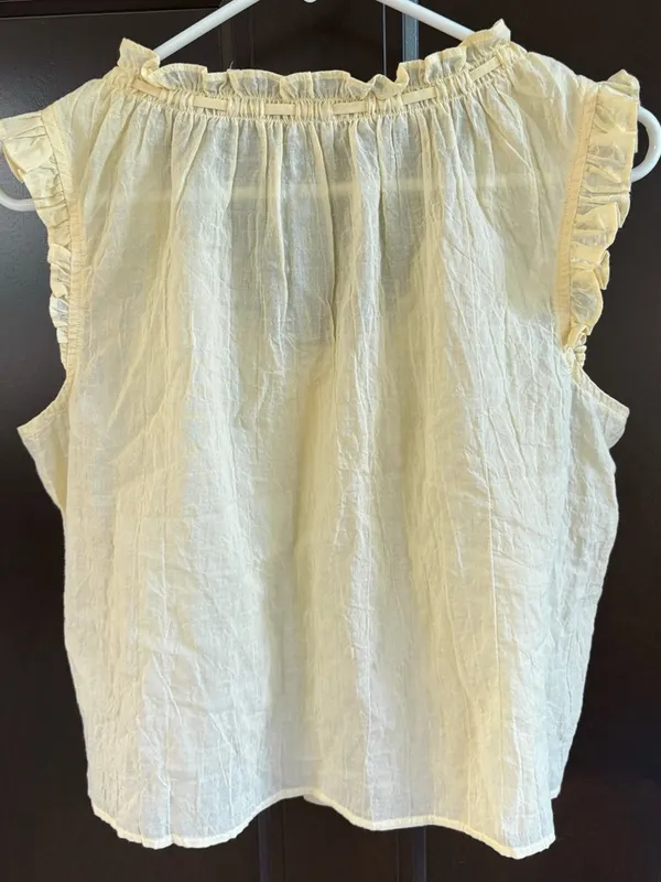 Like New J. Crew Ruffle Trimmed Button-Up Top Yellow Size Small - Image 9