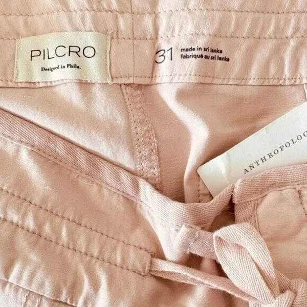 ANTHROPOLOGIE Pilcro Satin Cargo Parachute Pants Pink Combo Size 31 NEW - Image 12
