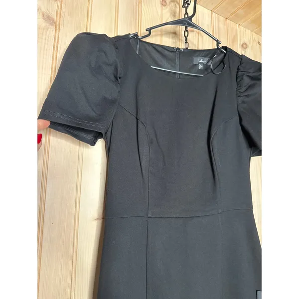 NWT Lulus Kasai Black Short Sleeve Mini Dress LBD Party Night Out Puff Sleeve M - Image 4