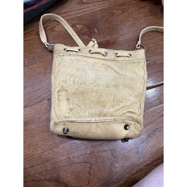 Emily Ann Bucket Bag Vintage Hand Painted‎ Gazelle Tan Leather Drawstring OS - Image 4