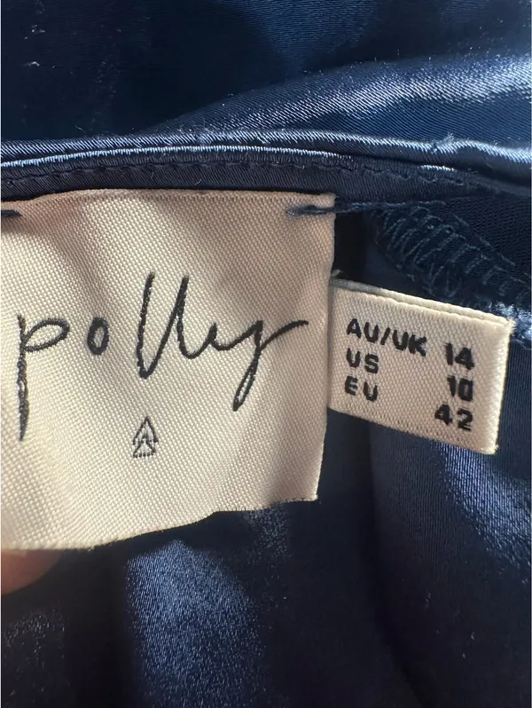 PRINCESS POLLY SATIN Ruffle Hem Romper 10 NAVY BLUE - Image 6