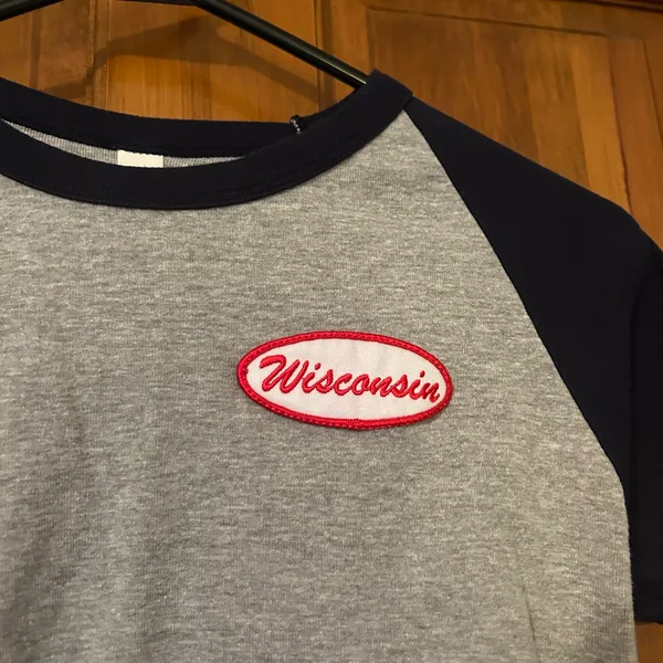 Los Angeles Apparel Wisconsin Grey and Navy Baby Tee - Image 4