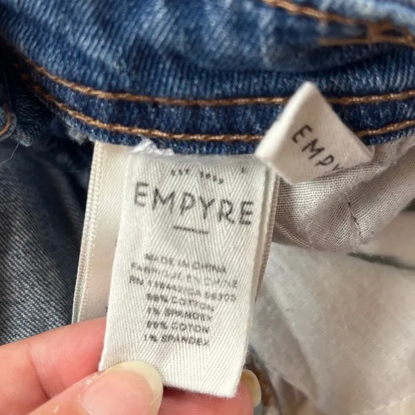 Empyre Cora Denim Y2K Jean Women Shortalls Sz 5 Grunge Indie Distressed Raw - Image 13