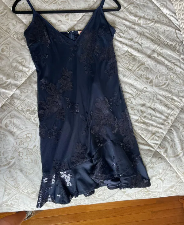 Showpo Navy Sparkly Mini Dress - Image 2