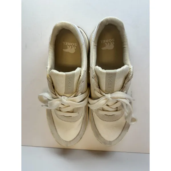 Sorel Out N About III Low Waterproof Sneakers Women 8.5 Sea Salt Canvas Suede - Image 6
