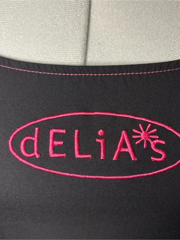 delia*s Black Crop Tank Top with Pink Logo - Image 2