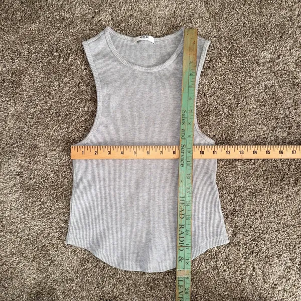 AGOLDE Ribbed Tank Top Women Small Gray Excellent Curved Hem Sleeveless Rib Knit - Image 5