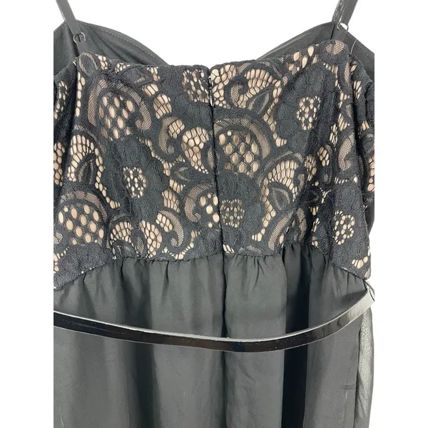 Lila Rose Black Lace Adjustable Strap Belted Mini Skater Slip Dress XL - Image 6
