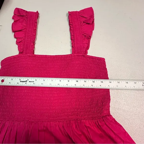 The Drop | Elegant‎ Pink Midi Dress with Ruffle Straps - Image 3