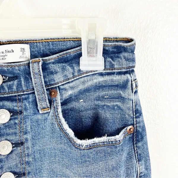 ABERCROMBIE & FITCH The Ankle Straight High Rise Button Fly Jeans Size 26 Casual - Image 9