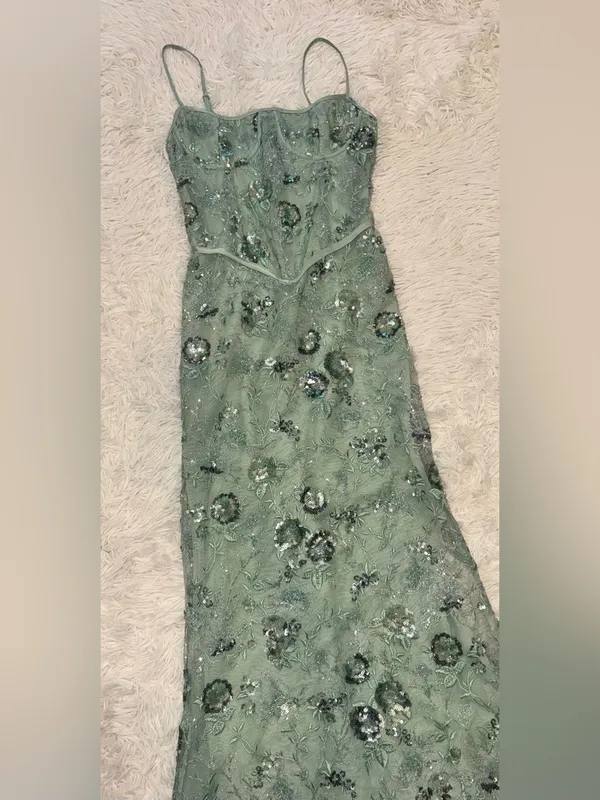 NEW House of Cb Naima Hand Beaded Corset Jade Green Gown Sz S - Image 7