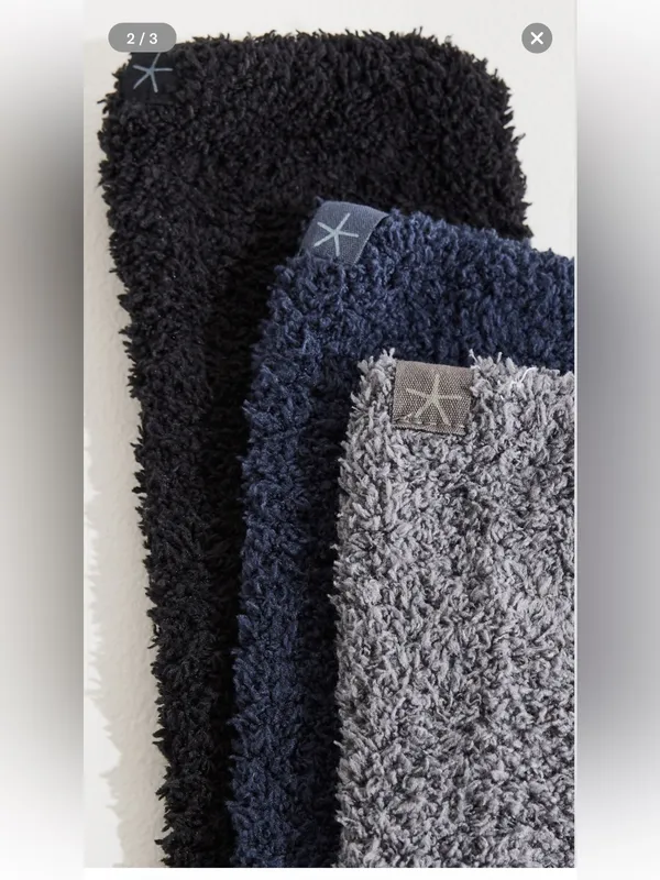 Barefoot Dreams CozyChic 3 Pair Socks Set in black multi, NEW GIFTBOX - Image 3