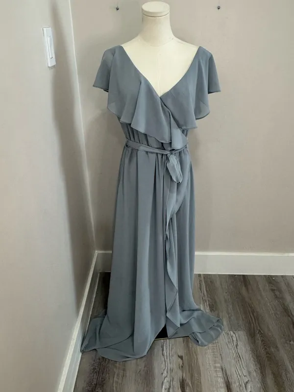 Baltic Born Katya Ruffle Maxi Dress Grey Flowy Cocktail Party Bridal Size XL - Image 2