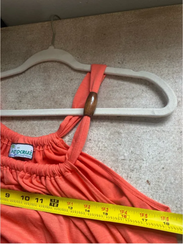 Portocruz Coral‎ Sleeveless Mini Dress Pockets Resort Beach Cover Up Vaca Boho M - Image 5