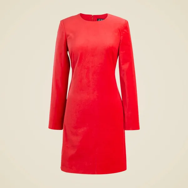 J Crew Long Sleeve Shift Dress Sz 18 Red Stretch Velvet‎ Holiday Cocktail Preppy - Image 15