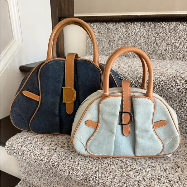 Christian Dior Vintage Denim Saddle Bowler Bag, dark wash, large size - Image 13