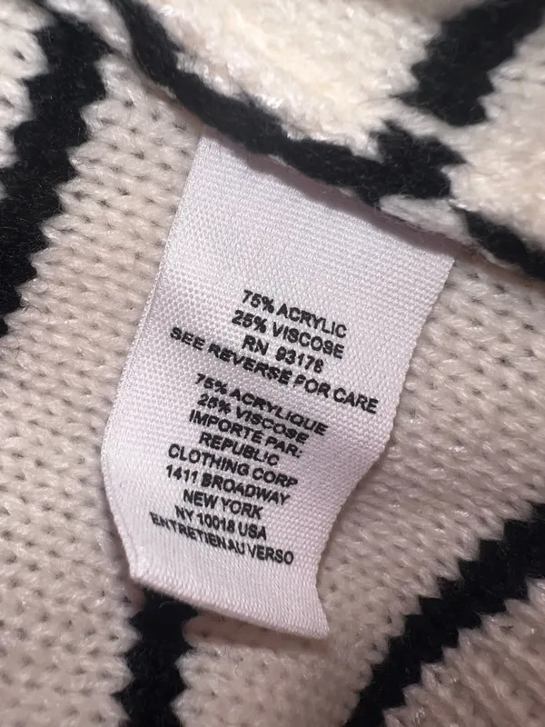 For The Republic Striped Knit‎ Sweater Cream Black 2X NWT - Image 6