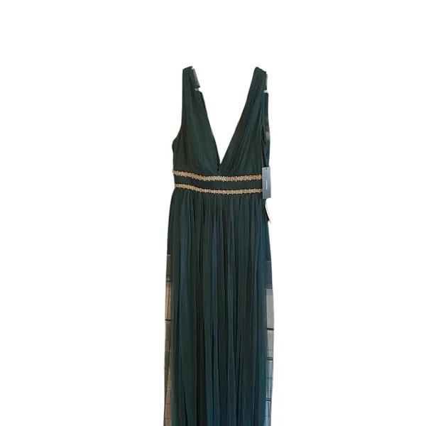 Lulus New Delightful Occasion Emerald Green Beaded Tulle Maxi NYE Dress Gown - Image 6
