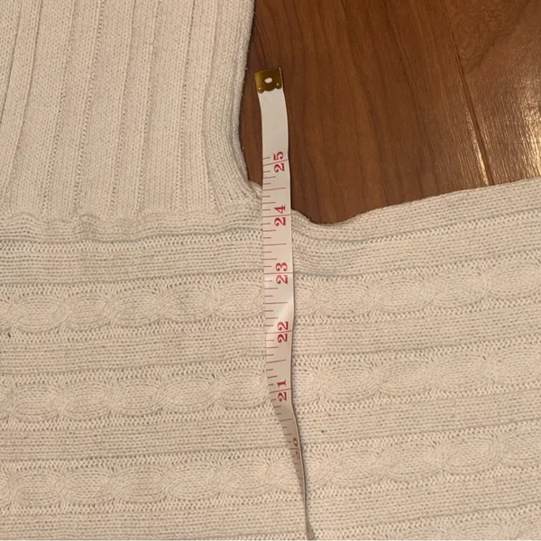 HOLLISTER Cable Knit Varsity‎ V Neck Sweater Cream Navy Red size Small - Image 3