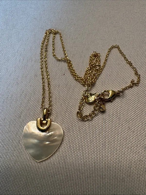 LOFT Gold-Tone Chain Necklace with White Mother-of-Pearl Heart Pendant - Image 3