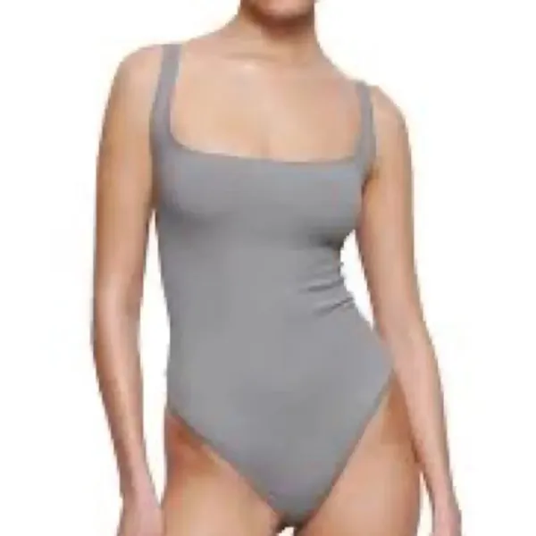 SKIMS Cotton Rib Thong Bodysuit in Pacific, NWT - Image 2