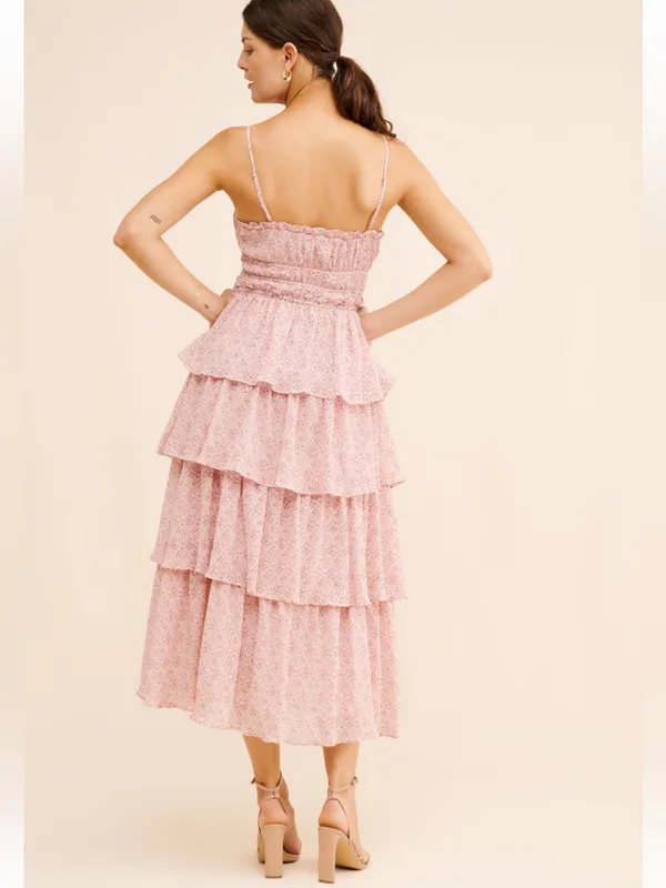 ASTR The Label Harriet Tiered Midi Dress Cottagecore Fairy High Slit Dress Sz S - Image 2