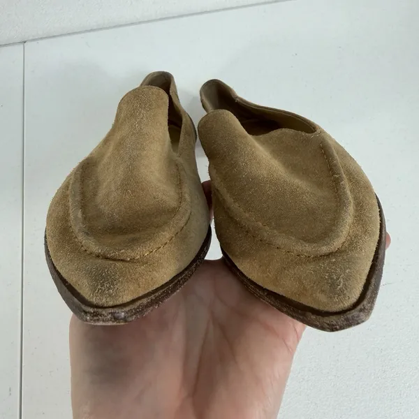 Frye Sz‎ 7.5 Loafer Suede Leather Kenzie Mic Stitch Pointed Toe Shoes Beige Tan - Image 10
