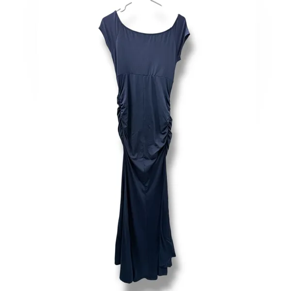 PinkBlush Navy Blue Maternity Maxi Dress‎ Women’s Size Small Ruched Sides - Image 4
