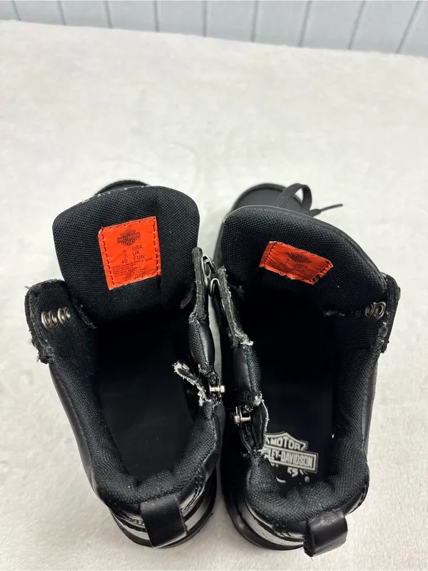 Harley-Davidson Black Leather Lace-Up Motorcycle Boots with Metal Accents Size 9 - Image 7