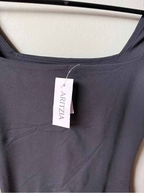 Aritzia Contour Square Neck Long Sleeve Mini Dress Black Size 2XS - Image 3