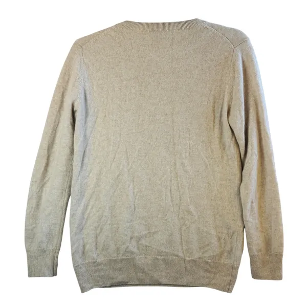 Hilary Radley Cashmere Oatmeal Beige Crewneck Sweater Womens S Minimalist‎ Chic - Image 2