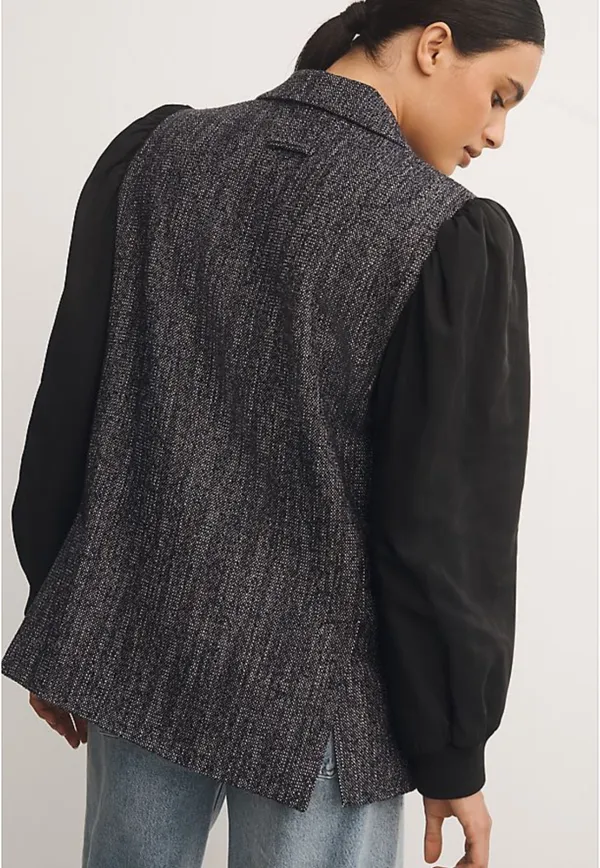Maeve Anthropologie Black and Gray Women's Jacket Blazer size 10 - Image 5