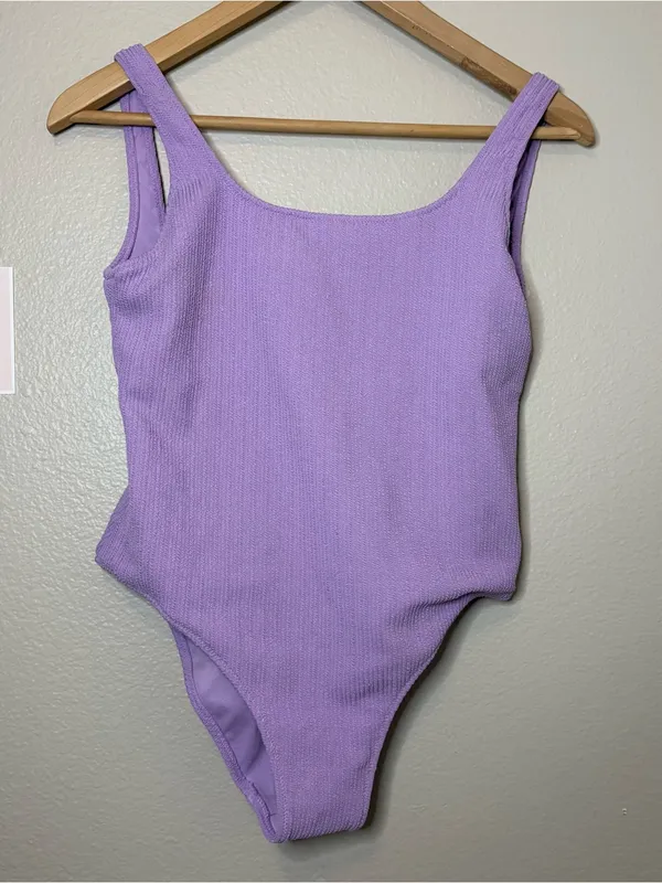 Roxy Lilac Ribbed women One Piece Swimsuit hourglass preppy cute aesthetic trend - Image 2